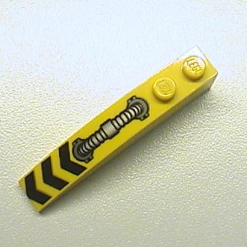 Brick Curved 6 x 1 with Hydraulic Hose and Black Chevrons Print