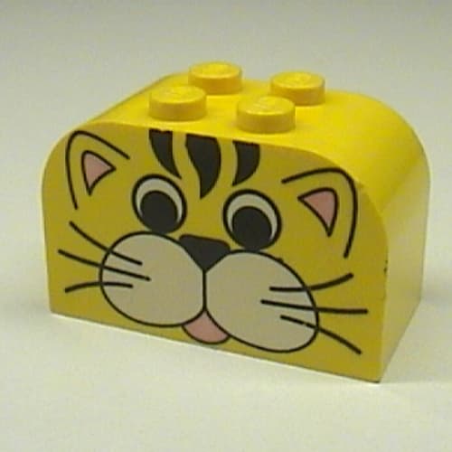 Brick Curved 2 x 4 x 2 Double with Tiger Face Print