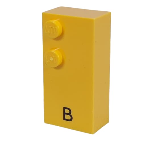 Braille Brick 2 x 4 with 2 Studs ⠃ and 'B' Print