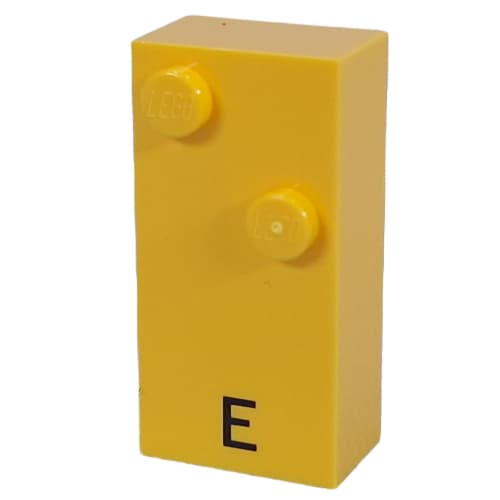 Braille Brick 2 x 4 with 2 Studs ⠑ and 'E' Print