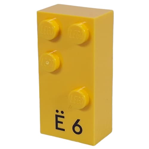 Braille Brick 2 x 4 with 4 Studs ⠫ and 'Ë 6' print