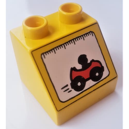 Duplo Brick 2 x 2 Slope 45° with Race Car Print
