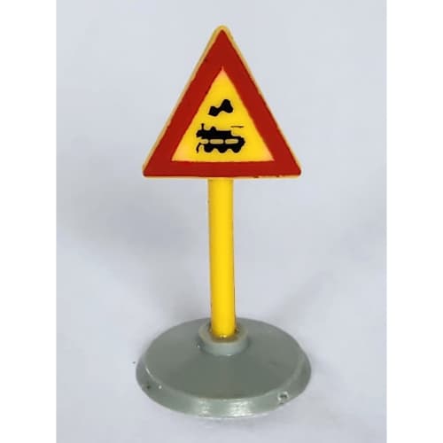 Road Sign Old Triangle with Train Engine Print & Type 1 Base