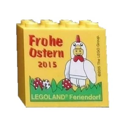 Brick 2 x 4 x 3 with 'LEGOLAND Feriendorf Frohe Ostern 2015' Print