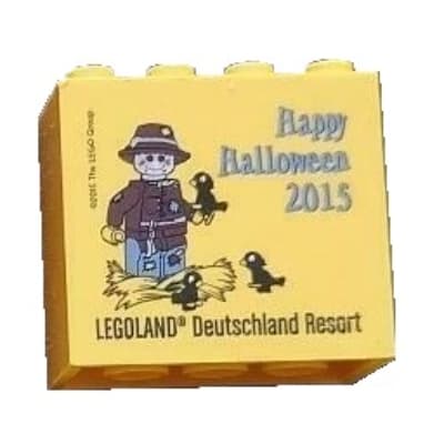 Brick 2 x 4 x 3 with 'LEGOLAND Deutschland Resort Happy Halloween 2015' Print