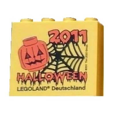 Brick 2 x 4 x 3 with 'LEGOLAND Deutschland HALLOWEEN 2011' Print