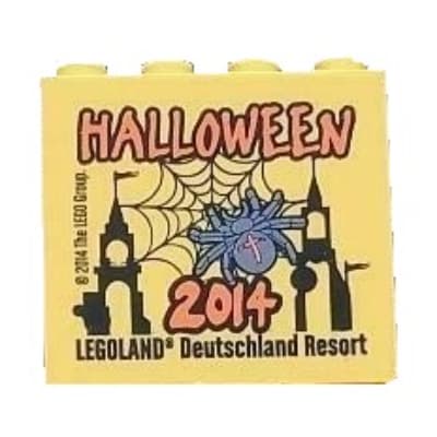 Brick 2 x 4 x 3 with 'LEGOLAND Deutschland HALLOWEEN 2014' Print