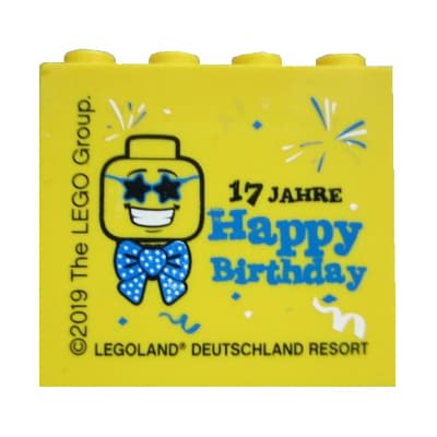 Brick 2 x 4 x 3 with 'LEGOLAND Deutschland Resort 17 JAHRE Happy Birthday' Print