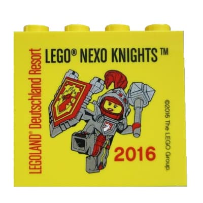 Brick 2 x 4 x 3 with 'LEGOLAND Deutschland Resort LEGO NEXO KNIGHTS 2016' Print