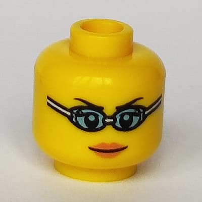 Minifig Head Swimming Champion, Open Smile / Swimming Goggles Print