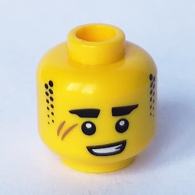 Minifig Head, Sideburns, Thick Eyebrows and Scars Print