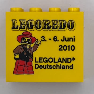 Brick 2 x 4 x 3 with 'LEGOLAND Deutschland LEGOREDO 3. - 6. Juni 2010' Print