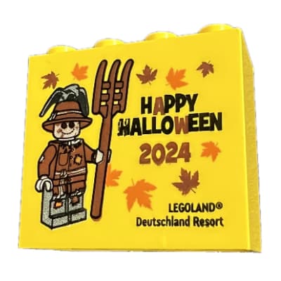 Brick 2 x 4 x 3 with 'LEGOLAND Deutschland Resort HAPPY HALLOWEEN 2024' Print