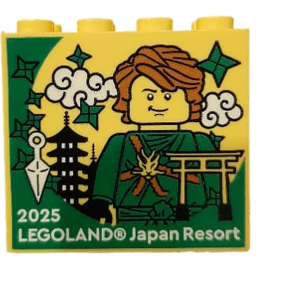 Brick 2 x 4 x 3 with 'LEGOLAND Japan 2025', Ninjago Lloyd Print