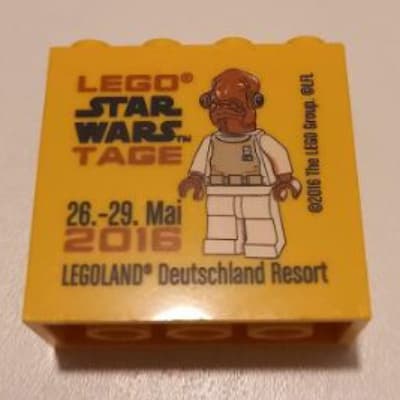 Brick 2 x 4 x 3 with 'LEGOLAND Deutschland Resort LEGO STAR WARS TAGE 26. - 29. Mai 2016' Print