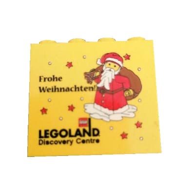 Brick 2 x 4 x 3 with 'LEGOLAND Discovery Centre Frohe Weihnachten and Santa Claus' Print