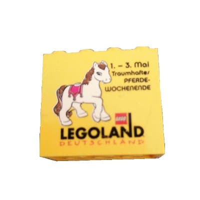 Brick 2 x 4 x 3 with 'LEGOLAND DEUTSCHLAND 1.-3. Mai Traumhaftes PFERDE-WOCHENENDE' Print