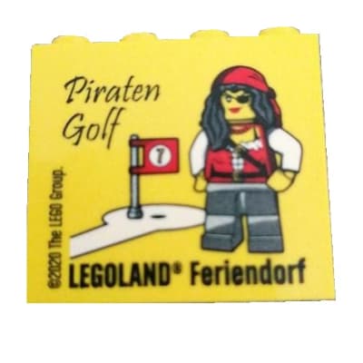 Brick 2 x 4 x 3 with 'LEGOLAND Feriendorf Piraten Golf' Print