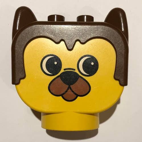 Duplo Animal Head with Brown Hair, Barnaby Bear with Small Nose Print