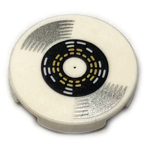 Tile Round 2 x 2 with Silver Vinyl LP Record print