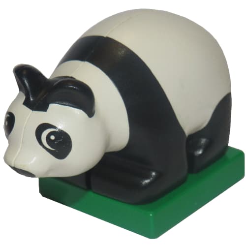 Duplo Animal Panda, Cub, on Green Base, with Eyes Looking Left Print