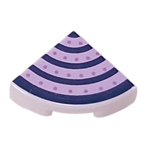 Tile Round 1 x 1 Quarter with Dark Blue/Lavender Stripes, Medium Lavender Dots print