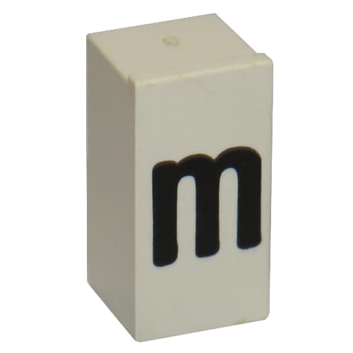 Tile Special 1 x 2 x 5/6 with Stud Hole in End with 'm' print