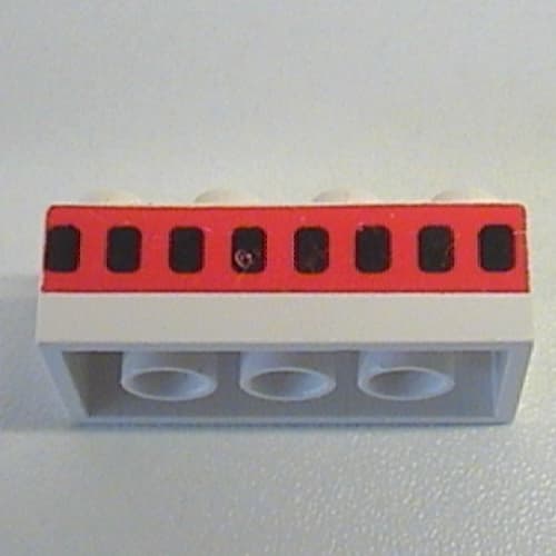 Brick 2 x 4 without Cross Supports with Plane Windows 8 in Thick Red Stripe Print