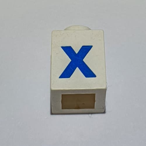Brick 1 x 1 with Blue 'X' Print (Bold Font)