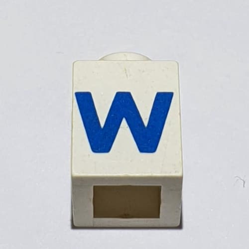 Brick 1 x 1 with Blue 'W' Print (Bold Font)