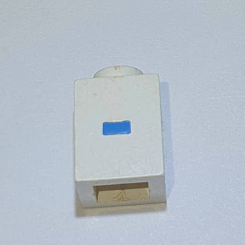 Brick 1 x 1 with Blue '-' Print (Bold Font)