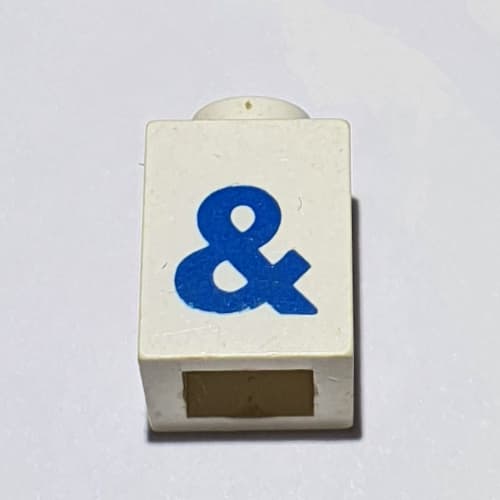 Brick 1 x 1 with Blue '&' Print (Bold Font)