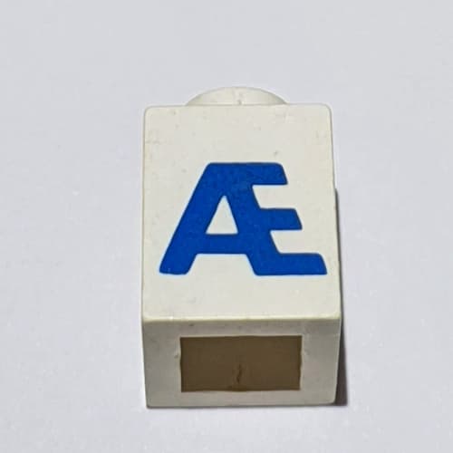 Brick 1 x 1 with Blue Danish 'Æ' Print (Bold Font)