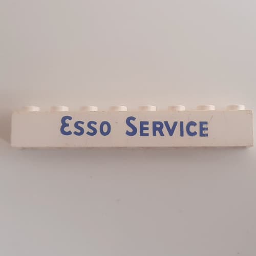 Brick 1 x 8 with 'ESSO SERVICE' Short Blue Print
