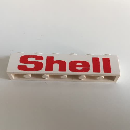 Brick 1 x 6 with 'Shell' Bold Red Print