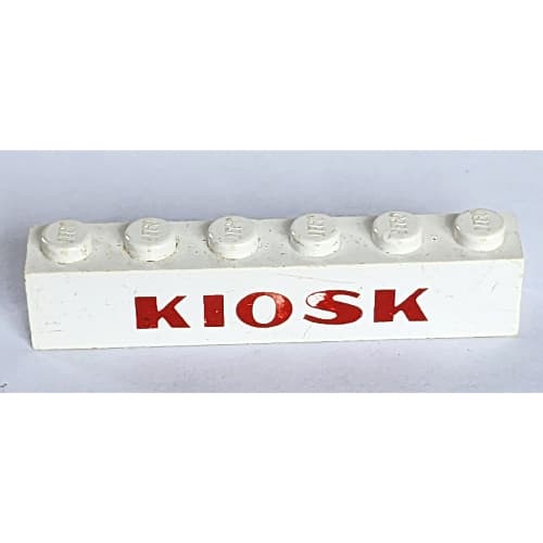 Brick 1 x 6 with 'KIOSK' Sans-Serif Thick Red Print
