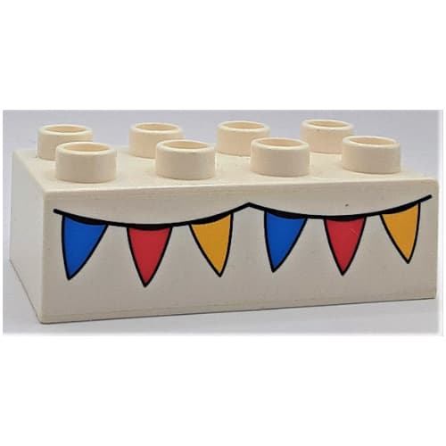 Duplo Brick 2 x 4 with Blue, Red and Yellow Pennants Print