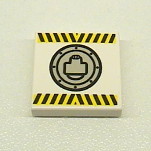 Tile 2 x 2 with Black and Yellow Danger Stripes and Round Hatch Print