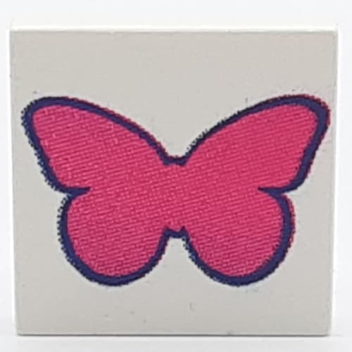 Tile 2 x 2 with Dark Pink Butterfly Print