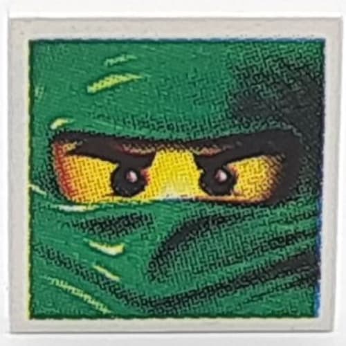 Tile 2 x 2 with Ninjago Mask Green Print