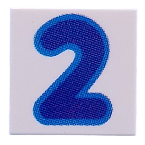 Tile 2 x 2 with Dark Blue '2' print