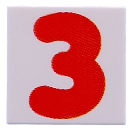 Tile 2 x 2 with Red '3' print