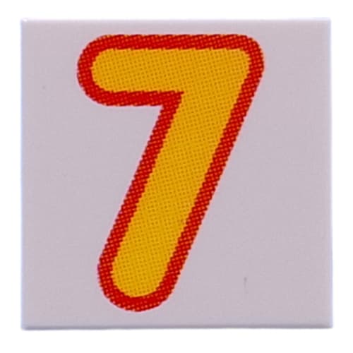 Tile 2 x 2 with Bright Light Orange '7' print