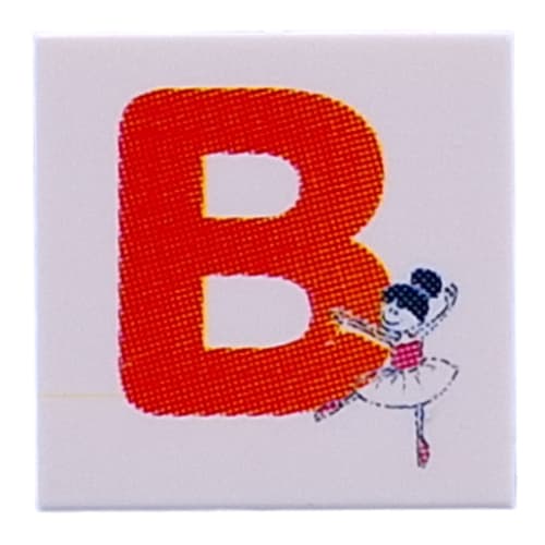 Tile 2 x 2 with Red 'B', Ballerina print