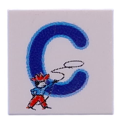 Tile 2 x 2 with Blue 'C', Cowboy print