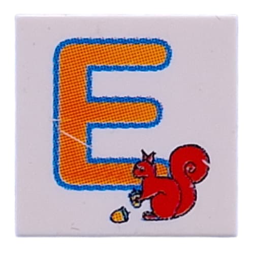 Tile 2 x 2 with Orange 'E', Squirrel print