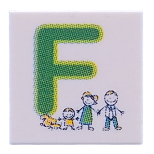 Tile 2 x 2 with Green 'F', Family print