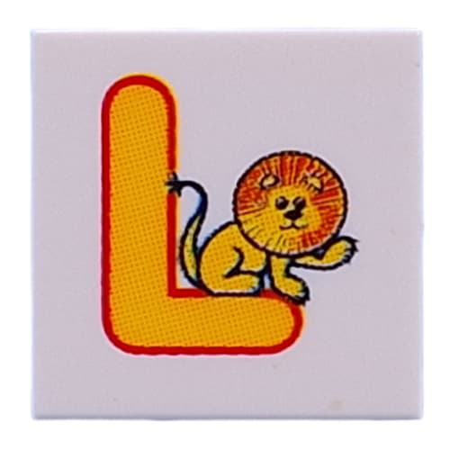 Tile 2 x 2 with Yellow 'L', Lion print