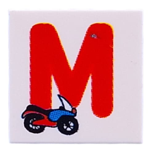 Tile 2 x 2 with Red 'M', Motorcycle print