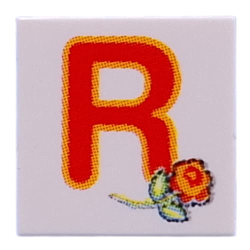 Tile 2 x 2 with Red 'R', Rose print